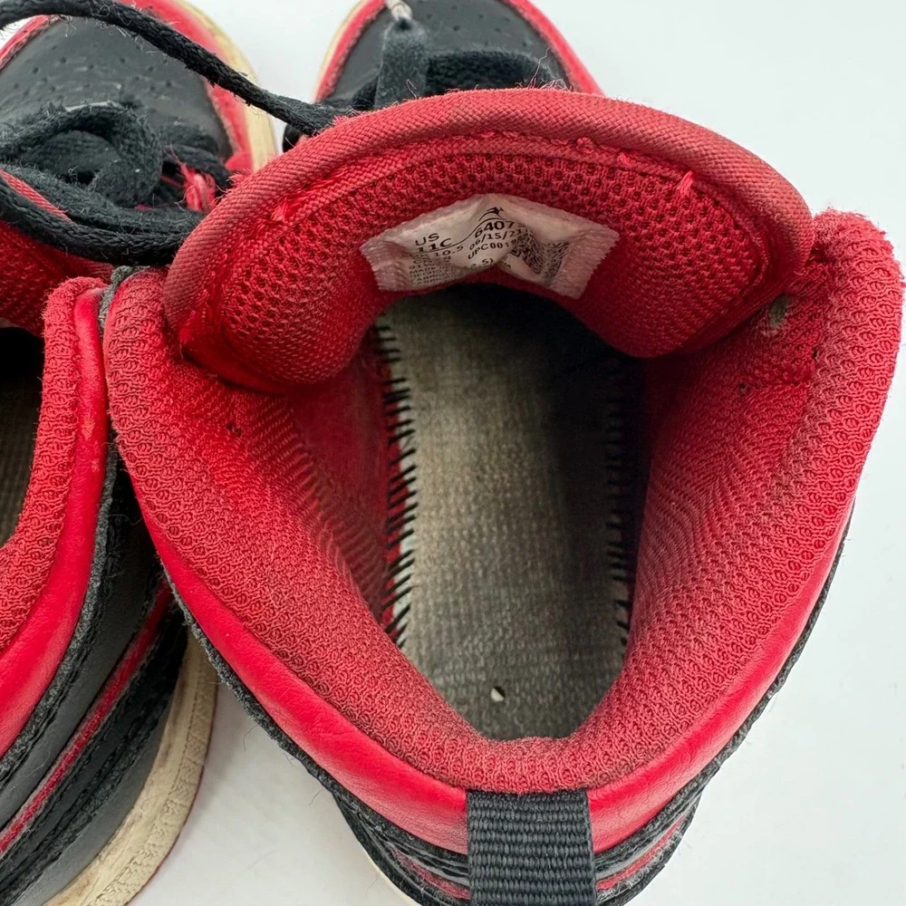 Nike Air Jordan 1 Mid‎ Bred Kids Red Black Sneakers 640734-660
